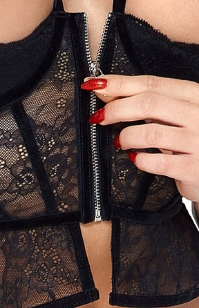 Комплект белья Abierta Fina, с открытым доступом, черный, 2 предмета, размер S/75B