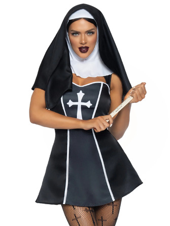 Костюм монашки Leg Avenue, М, Naughty Nun 2 предмета, черный