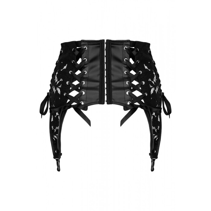 Пояс для чулок спандекс+гипюр F143 Noir Handmade S