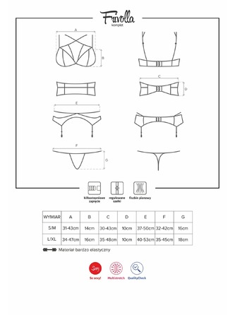 Комплект білизни з безліччю бретелів Obsessive Frivolla, чорний, S/M