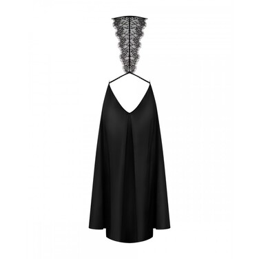 Сукня довга з мереживними елементами по спинці, Obsessive Agatya, чорна, L/XL