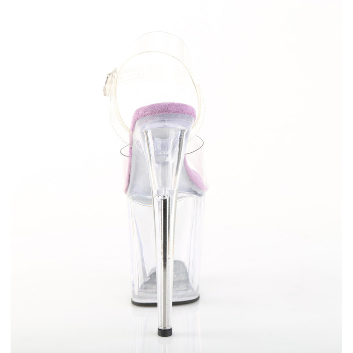 Босоніжки Flamingo-808 на підборах 8 дюймів, босоніжки з ремінцем на щиколотці 4 дюйми, лавандові/прозорі