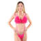 Комплект бікіні 2-в-1 Dancewear Jade-02F з пір'ям, модель Slingshot, яскраво-рожевий