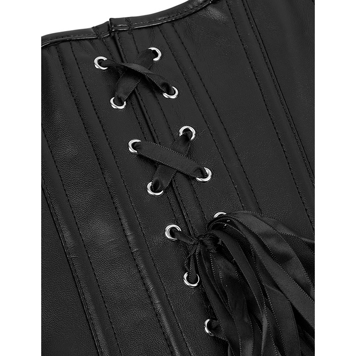 Корсет с застежкой молнией Star Night Sexy Leather и шнуровкой, черный, XS (без коробки)