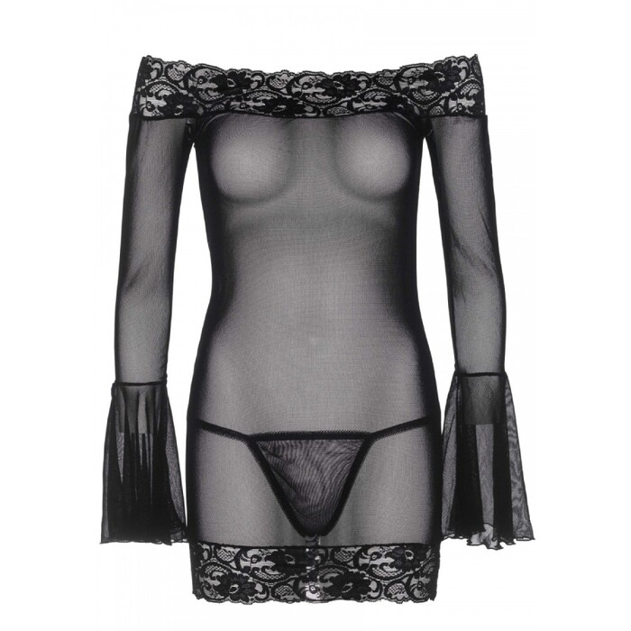 Плаття чорне Leg Avenue Lace Trimmed Off The Shoulder Dress O/S