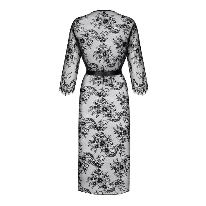 Пеньюар Obsessive Lashy напівпрозорий мереживний, чорний, S/M