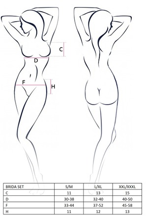 Комплект с открытым бюстом BRIDA SET WITH OPEN BRA black S/M - Passion