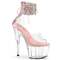 Босоніжки Pleaser Adore-724RS *7 дюймів на підборах, 2 3/4 дюйма з манжетою на щиколотці PF RS, блискавка ззаду, світло-рожеві/прозорі
