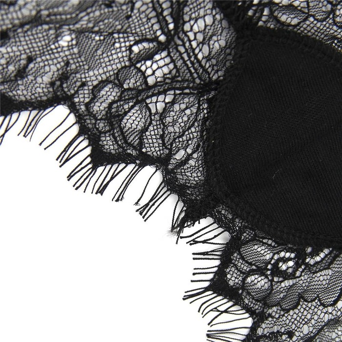 Мереживні трусики StarNight з вирізом ззаду та атласним бантом, чорні, XS-S