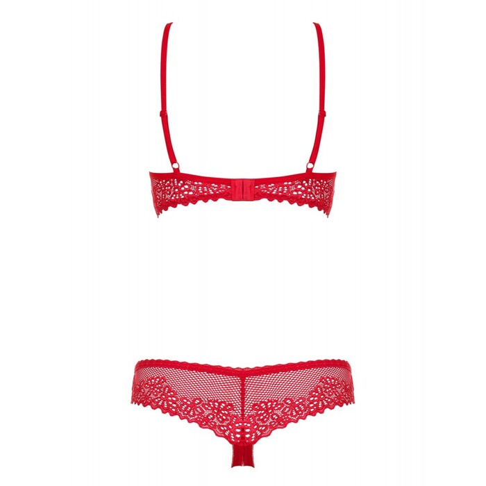 Комплект в сіточку Obsessive Alabastra з відкритим доступом, червоний, XXL