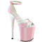 Босоніжки Pleaser Flamingo-884 *8 дюймів на підборах, 4 дюйми PF двоколірні босоніжки з закритим ремінцем на щиколотці, рожево-білі
