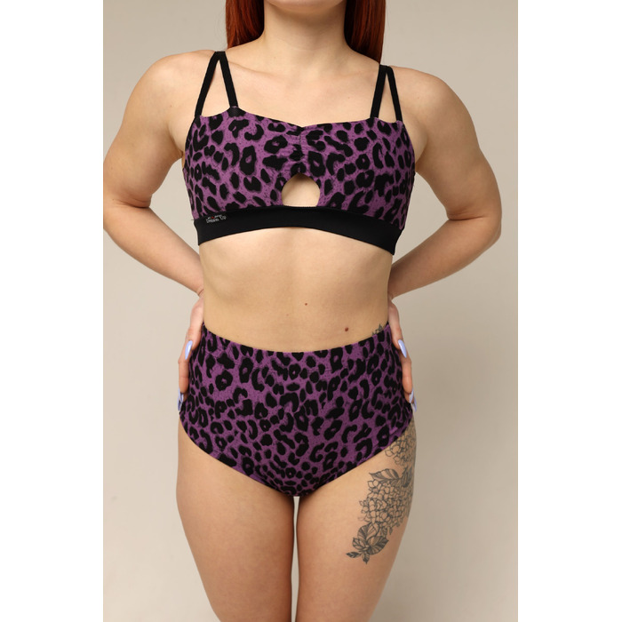 Classic Animal Prints – Принтований Танцювальний Топ Із Подвійними Бретелями Та Переднім Вирізом Для Pole Dance Та Студійних Тренувань - фіолетовий леопард