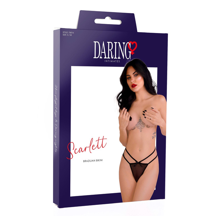 Трусики напівпрозорі з бантиками Daring Intimates Scarlett, чорний, S/M
