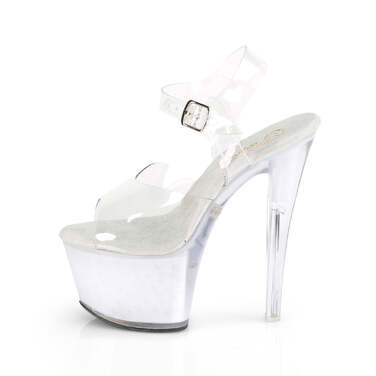 Босоніжки Echolite-708 на підборах 7 дюймів, ремінець на щиколотці 2 3/4 дюйма з підсвічуванням LED, прозорі/білі