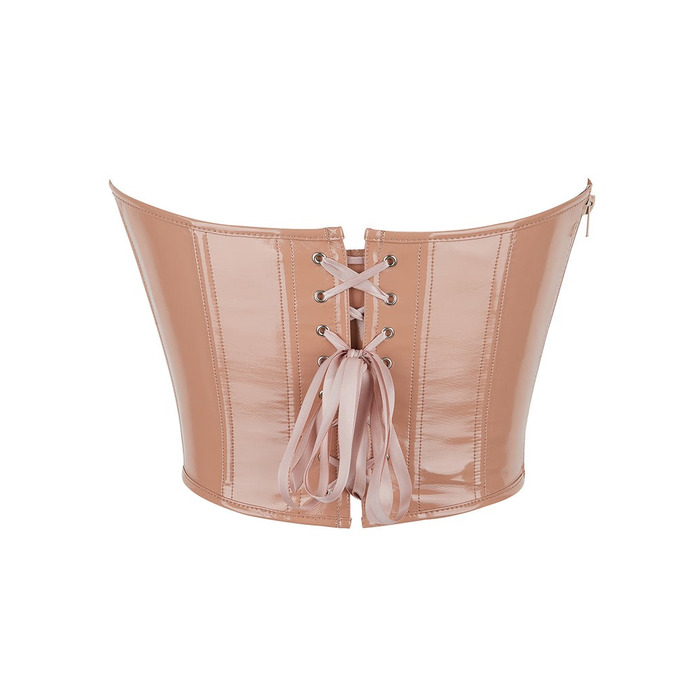 Корсет Star Night из лакированной кожи, на шнуровке, бежевый, M (без коробки)