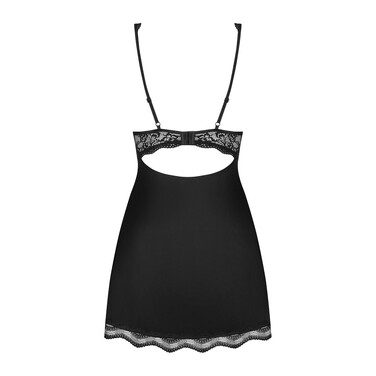 Пеньюар на косточках Obsessive LUVAE с трусиками в комплекте, черный, XS/S