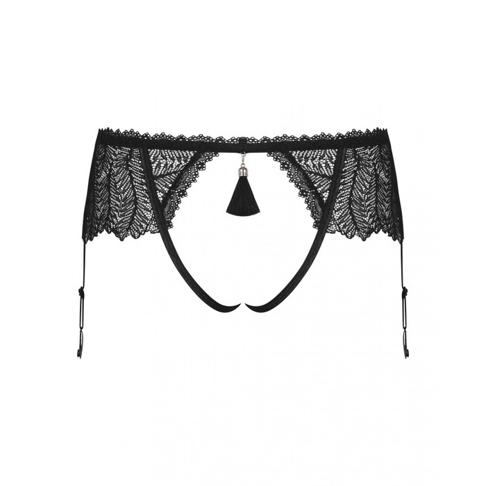 Пояс-стрінги з інтимним вирізом Obsessive Romanesa чорний, S\M