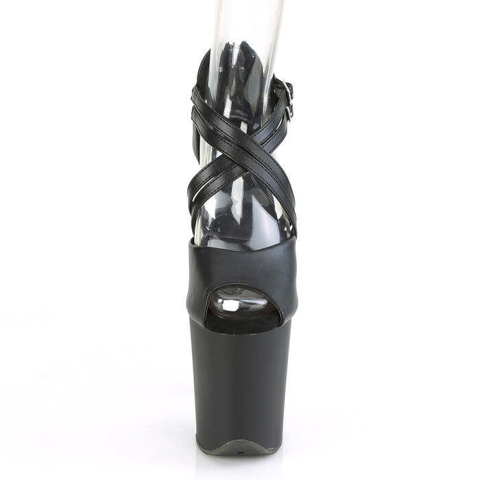 Босоножки Flamingo-865, каблук 8 дюймов, 4-дюймовый PF, открытый носок, закрытый задник, черная веганская кожа/черный