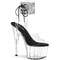 Босоніжки Pleaser Adore-791-2RS *7 дюймів на підборах, 2 3/4 дюйма з PF стразами, чорні/прозорі
