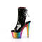 Чоботи Pleaser Adore-1018RC-02 *7 дюймів на підборах, 2 3/4 дюйма з відкритим носком/щиколоткою ззаду, з блискавкою збоку, чорні/різнокольорові