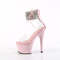 Босоніжки Pleaser Adore-724RS на підборах 7 дюймів, босоніжки з манжетою на щиколотці 2 3/4 дюйма PF RS, блискавка ззаду, прозорі/рожеві