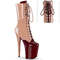 Ботинки Pleaser Flamingo-1054DC *Каблук 8 дюймов, двухцветные ботинки до середины голени со шнуровкой и молнией сбоку, цвет: бордовый/розовый
