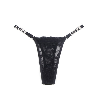Трусики кружевные Star Night со стразами LOVE, черные, XL