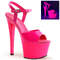 Босоніжки Pleaser Sky-309UV на підборах 7 дюймів, 2 3/4 дюйма, з ремінцем на щиколотці, рожеві
