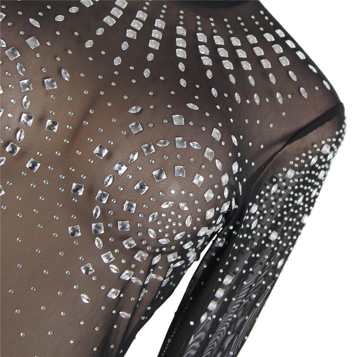 Платье-мини в камешках с горловиной Star Night черное, M/L