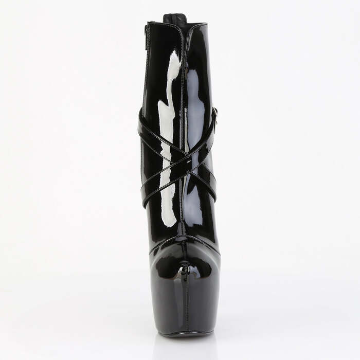 Чоботи Jubilant-1011 на підборах 7 дюймів, черевики до щиколотки 3 дюйми з прихованою стібкою, блискавка збоку, чорні лаковані