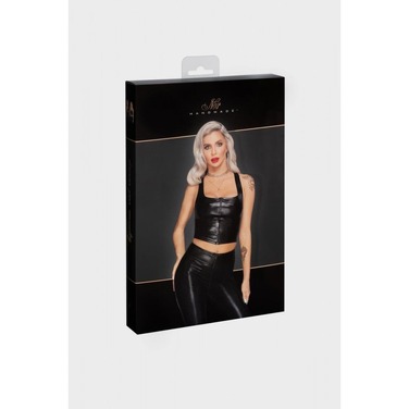 Топ эротичный виниловый со змеиным тиснением S F275 Noir Handmade, черный