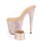 Шльопанці Pleaser Bejeweled-812RS на підборі 8 дюймів, 4-дюймові оздоблені шльопанці PF RS у тон, прозоре/рожеве золото