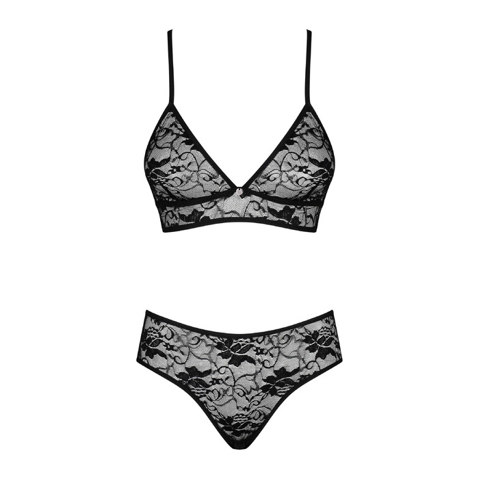 Комплект ажурный Obsessive Kokietta set Black S/M