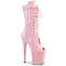 Ботинки Pleaser Flamingo-1051, каблук 8 дюймов, 4-дюймовый PF-закрытый носок, шнуровка, до середины голени, молния сбоку, нежно-розовый