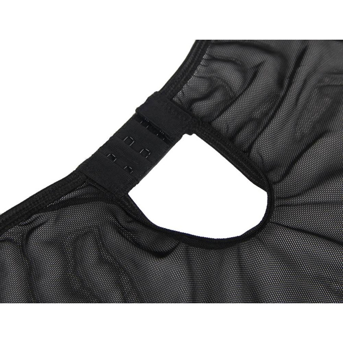 Полупрозрачный пеньюар с трусиками Star Night с кружевом, чёрный, XS-S