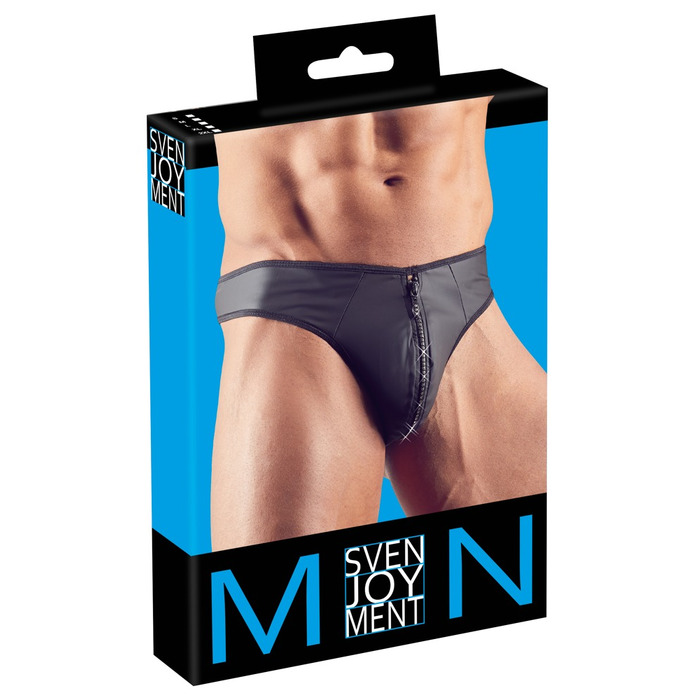 Чоловічі стрінги зі стразами по блискавці Sven Joy Ment Men's String, чорний, L