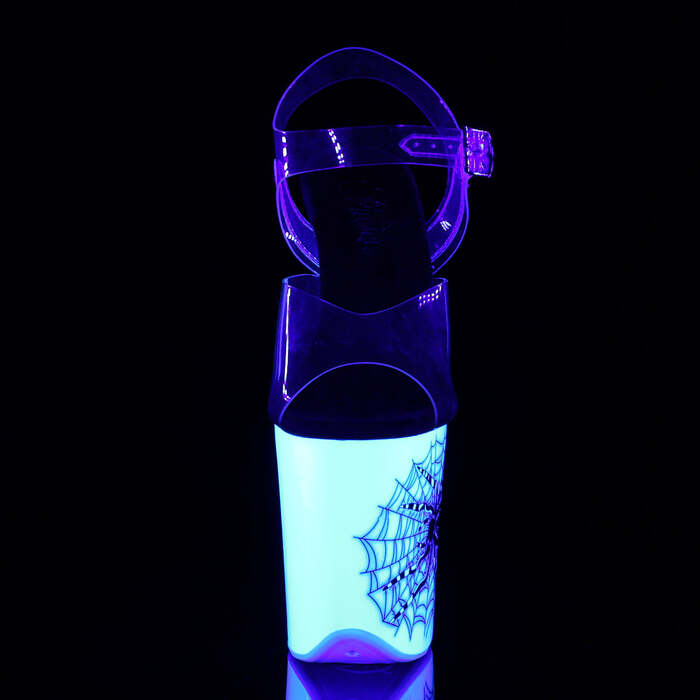 Босоножки Flamingo-808SW. Каблук 8 дюймов, ремешок на щиколотке 4 дюйма, прозрачный/белый.