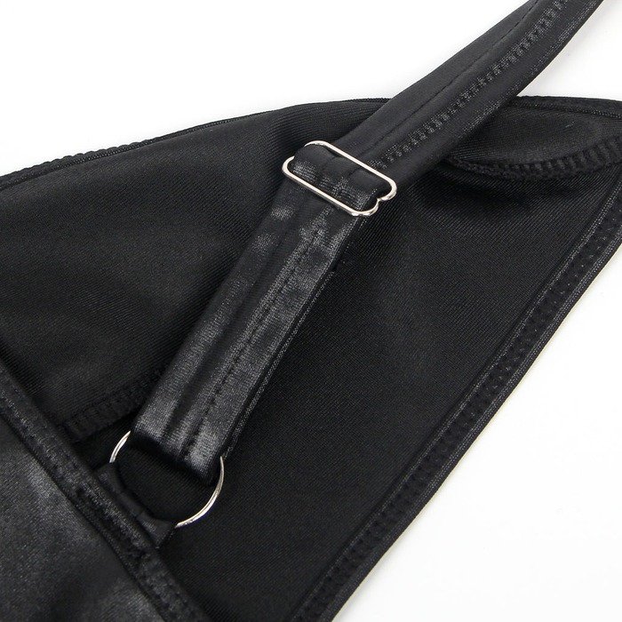 Платье из искусственной кожи и ремешками на руки и шею Star Night с трусиками, черный, М