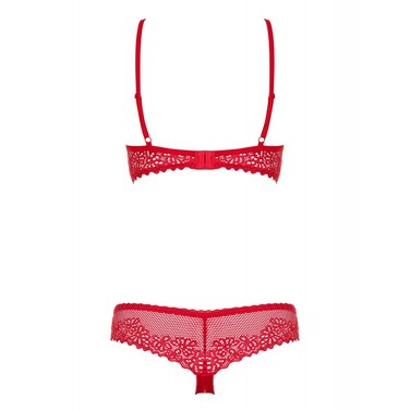 Комплект в сіточку Obsessive Alabastra з відкритим доступом, червоний, XXL