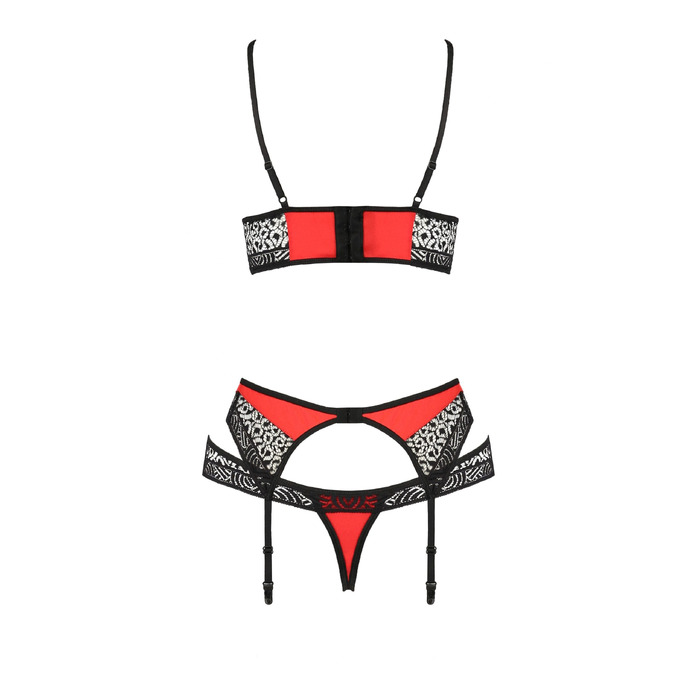 Комплект белья с поясом для чулков SCARLET SET red S/M - Passion