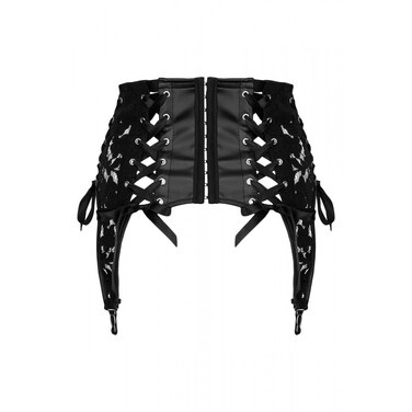 Пояс для чулок спандекс+гипюр F143 Noir Handmade S