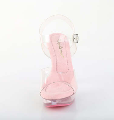 Босоножки Cocktail-508, каблук 5 дюймов, ремешок на щиколотке шириной 1 дюйм, прозрачные/бледно-розовые