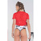 Футболка жіноча LABELLAMAFIA CROPPED ICON 22958 червона мереживна еластична
