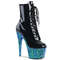 Чоботи Pleaser Adore-1020LG *7 дюймів на підборах, 2 3/4 дюйма до щиколотки, блискавка збоку, чорні/сині