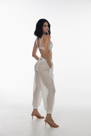 Muse — Сітчасті Штани З Манжетами Для Pole Dance, Heels Та Студійних Тренувань - білий