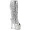 Сапоги Pleaser Adore-2024RSF, каблук 7 дюймов, 6,5 см, эластичные, с армейским волокном, шнуровка, молния сбоку, серебристые