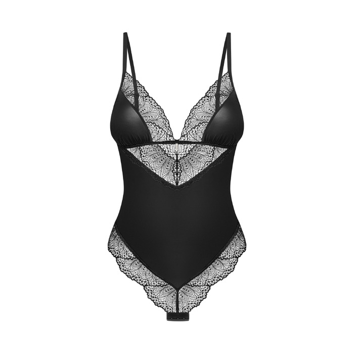 Боді Obsessive Lobellis мереживне, чорне, XS-S