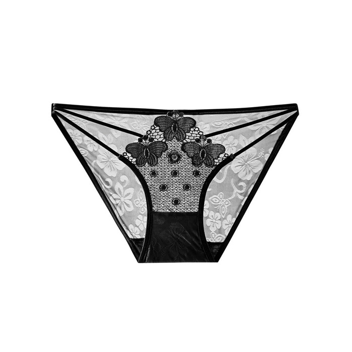 Трусики кружевные с декоративными стрепами Star Night, черный (без коробки)