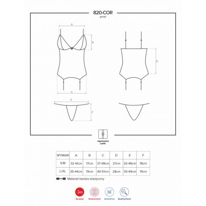 Корсет Obsessive 820-COR-1 corset & panties L/XL