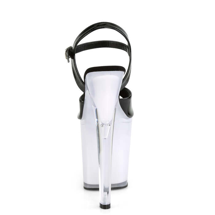 Босоніжки Discolite-809 на підборах 8 дюймів, босоніжки з ремінцем на щиколотці 4 дюйми з підсвічуванням LED, чорні/білі